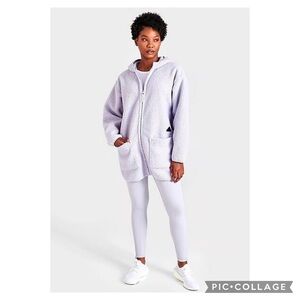 Adidas Sportswear Polar Fleece Reversible Lavender Hooded Jacket Size L NWT